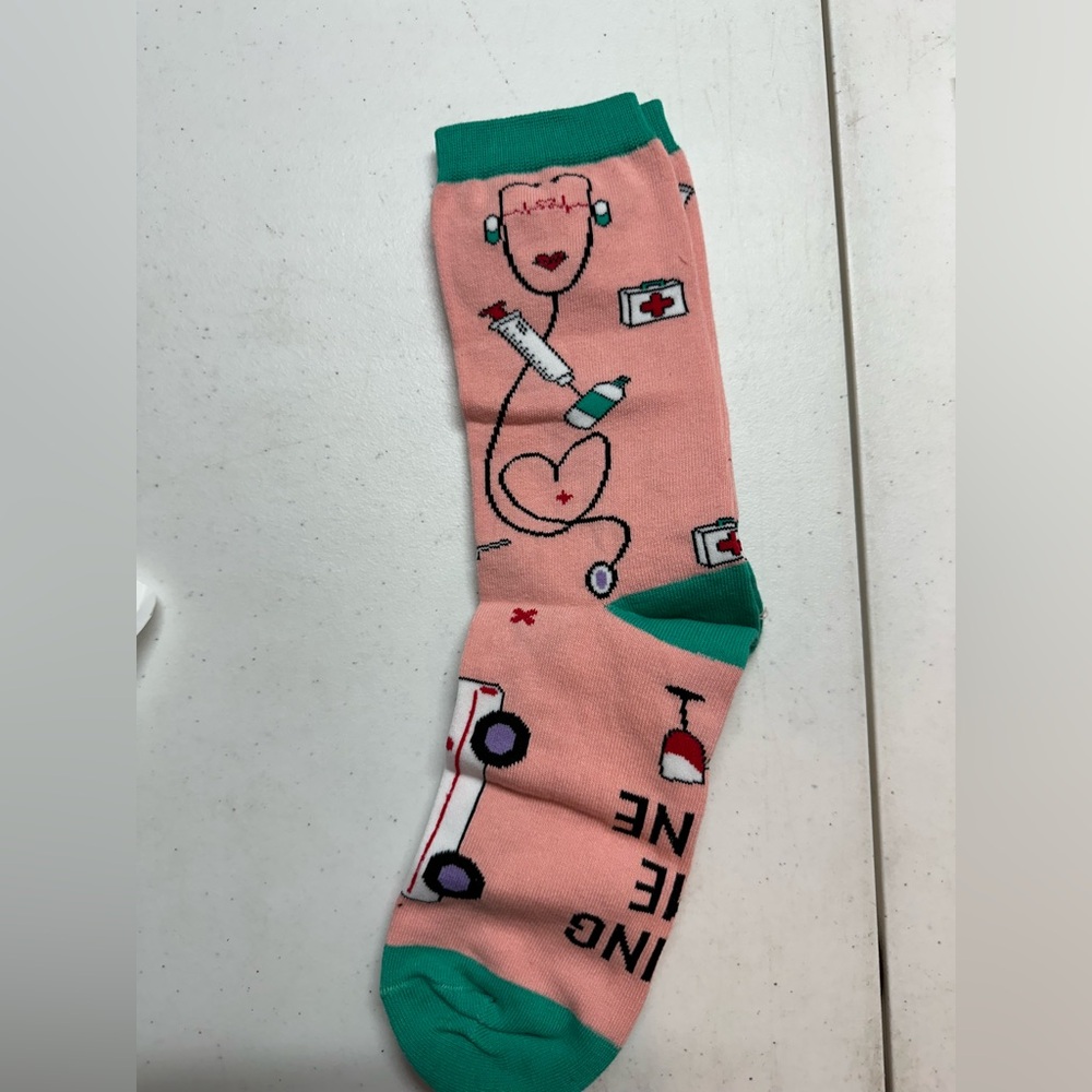 Happypop Medical Themed Pink and Green Socks